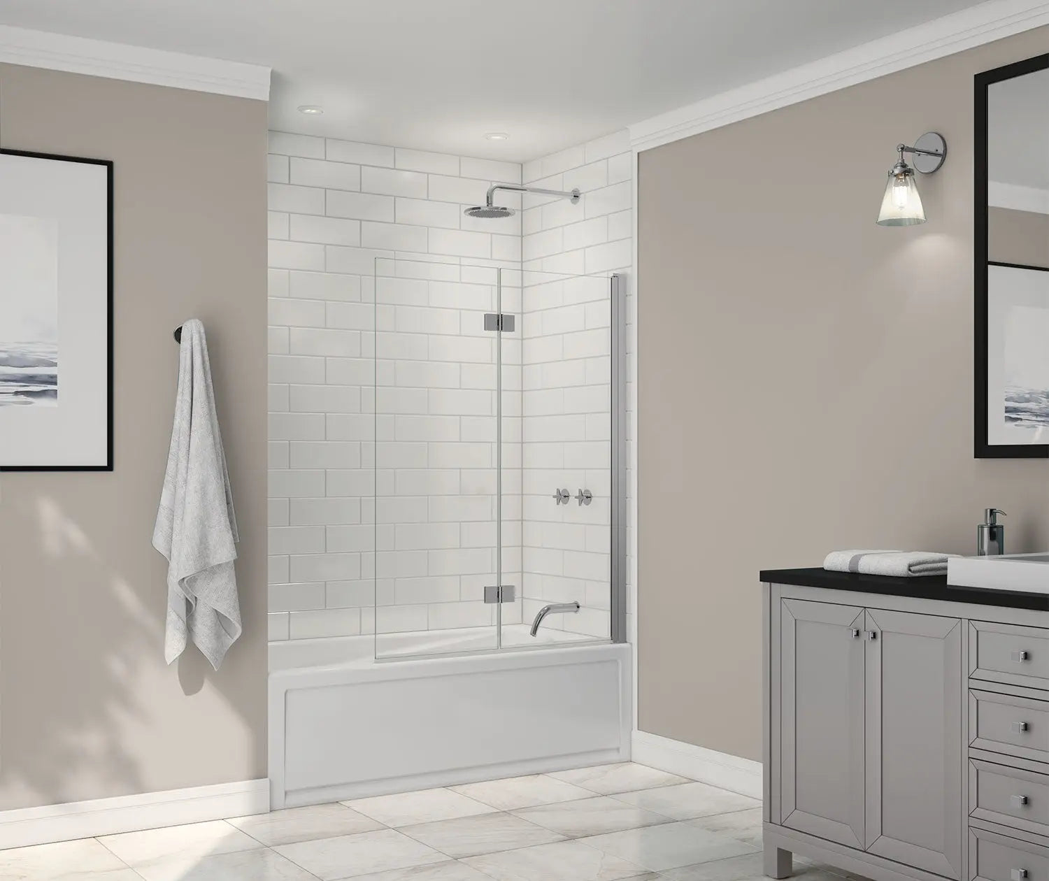 Maax Axial Access 42 x 56 in. 6 mm Pivot Tub Screen for Alcove Installation with Clear glass in Chrome 138600-900-084-000 - Plumbing Market