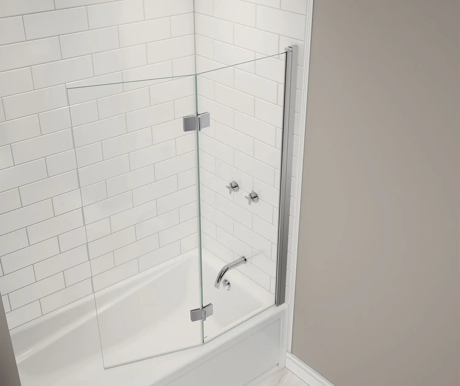 Maax Axial Access 42 x 56 in. 6 mm Pivot Tub Screen for Alcove Installation with Clear glass in Chrome 138600-900-084-000 - Plumbing Market