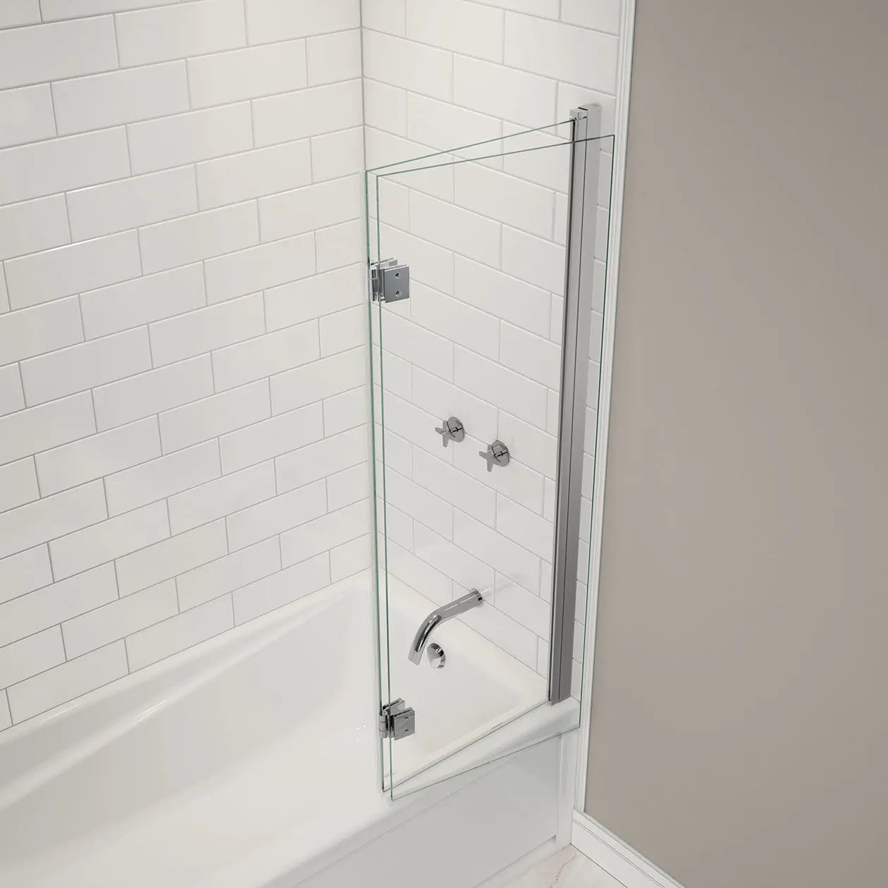 Maax Axial Access 42 x 56 in. 6 mm Pivot Tub Screen for Alcove Installation with Clear glass in Chrome 138600-900-084-000 - Plumbing Market