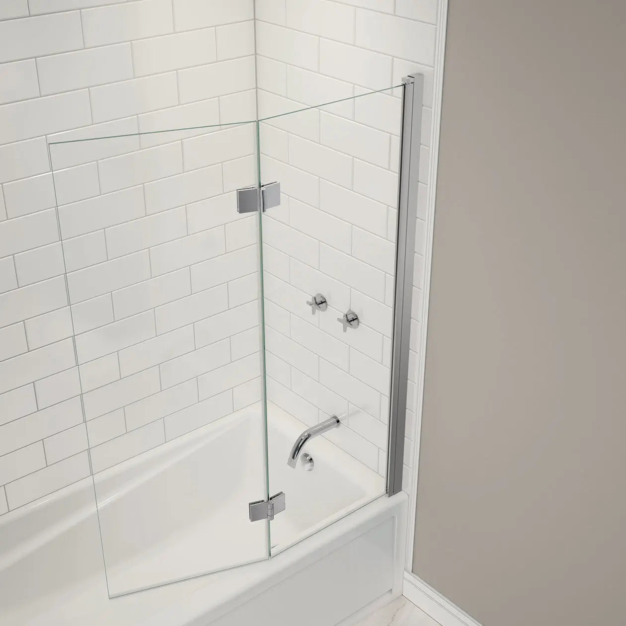 Maax Axial Access 42 x 56 in. 6 mm Pivot Tub Screen for Alcove Installation with Clear glass in Chrome 138600-900-084-000 - Plumbing Market