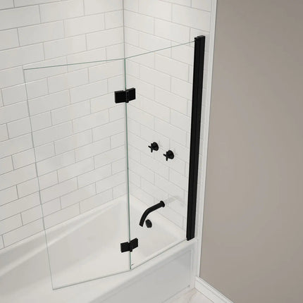 Maax Axial Access 42 x 56 in. 6 mm Pivot Tub Screen for Alcove Installation with Clear glass in Matte Black 138600-900-340-000 - Plumbing Market
