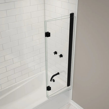Maax Axial Access 42 x 56 in. 6 mm Pivot Tub Screen for Alcove Installation with Clear glass in Matte Black 138600-900-340-000 - Plumbing Market