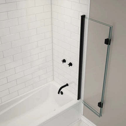 Maax Axial Access 42 x 56 in. 6 mm Pivot Tub Screen for Alcove Installation with Clear glass in Matte Black 138600-900-340-000 - Plumbing Market
