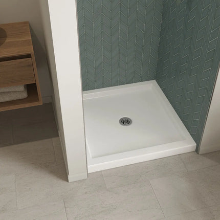 Maax B3Round 3636 Acrylic Alcove Shower Base in White with Center Drain 410000-501-001-000 - Plumbing Market