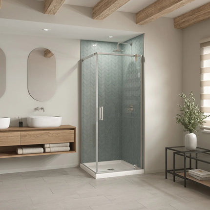 Maax B3Round 3636 Acrylic Corner Left or Right Shower Base in White with Anti-slip Bottom with Center Drain 410000-540-001-000 - Plumbing Market