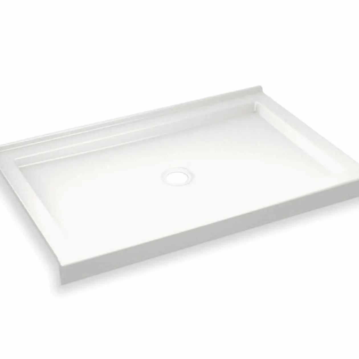 Maax B3Round 4832 Acrylic Corner Left Shower Base in White with Center Drain 410001-502-001-000 - Plumbing Market