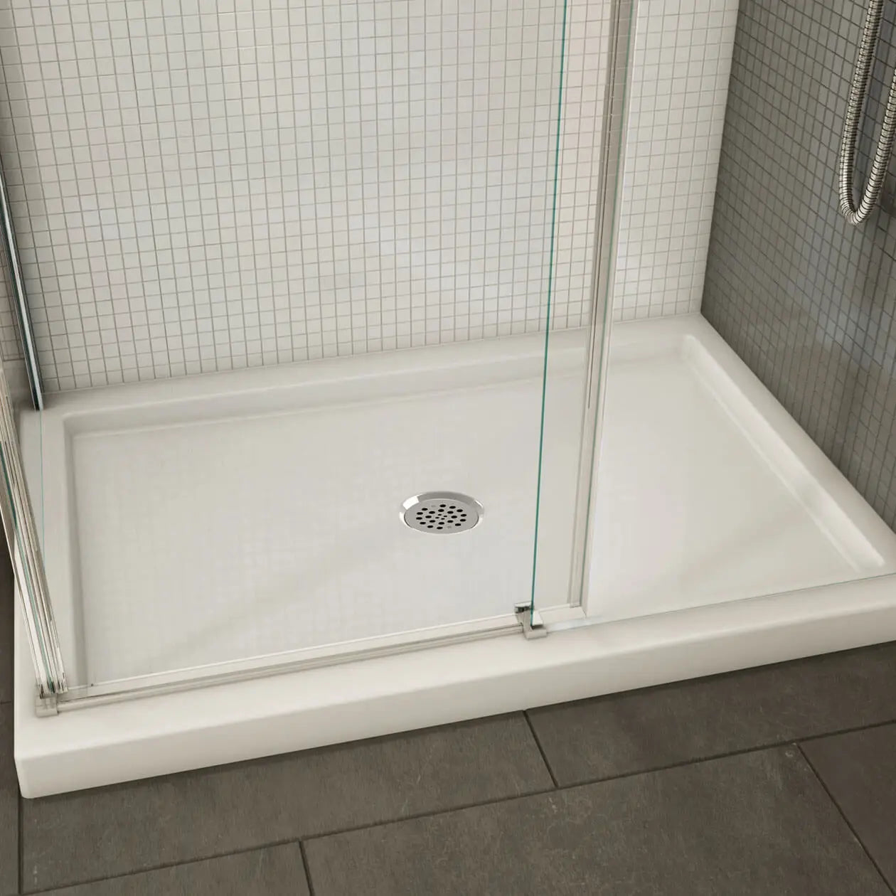 Maax B3Round 4832 Acrylic Corner Right Shower Base in White with Center Drain 410001-503-001-000 - Plumbing Market