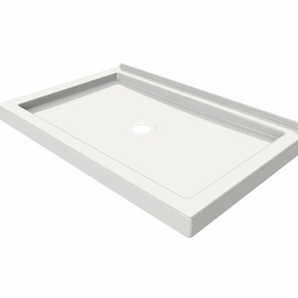 Maax B3Round 4832 Acrylic Wall Mounted Shower Base in White with Center Drain 410001-505-001-000 - Plumbing Market