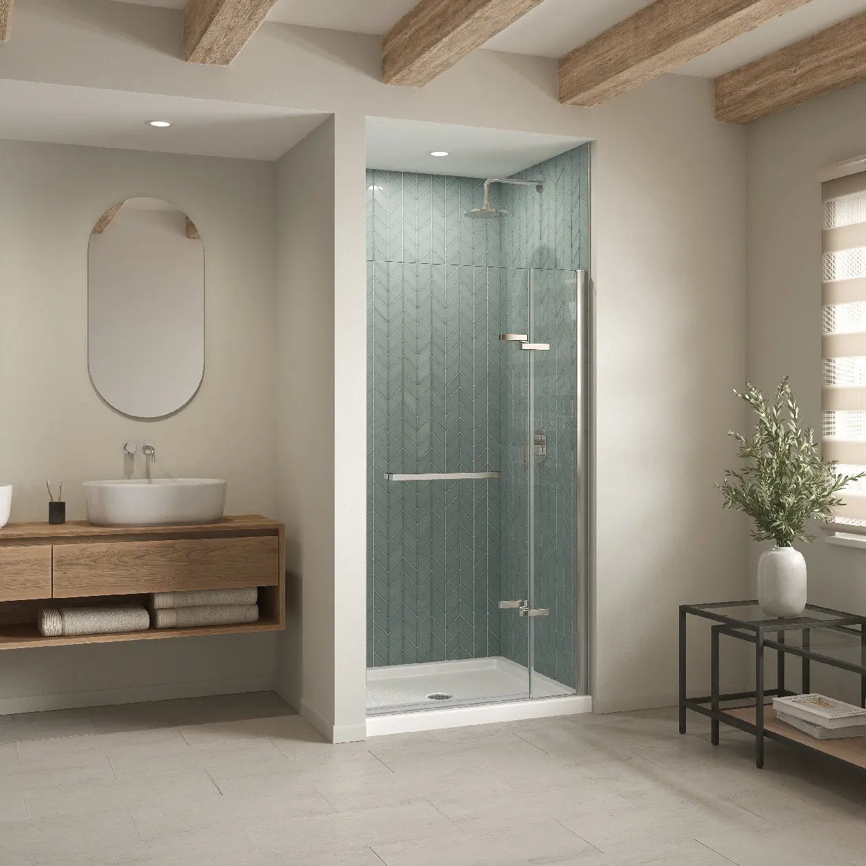 Maax B3Round 4834 Acrylic Alcove Shower Base in White with Anti-slip Bottom with Center Drain 410002-541-001-000 - Plumbing Market