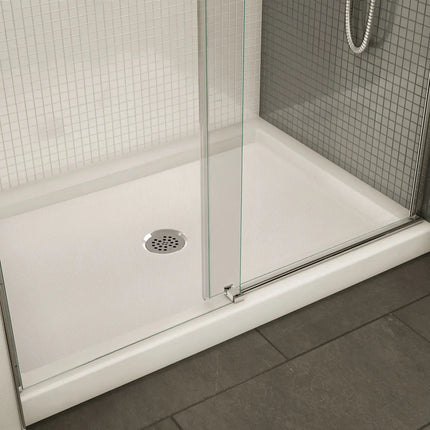 Maax B3Round 4836 Acrylic Alcove Shower Base in White with Anti-slip Bottom with Center Drain 410003-541-001-000 - Plumbing Market