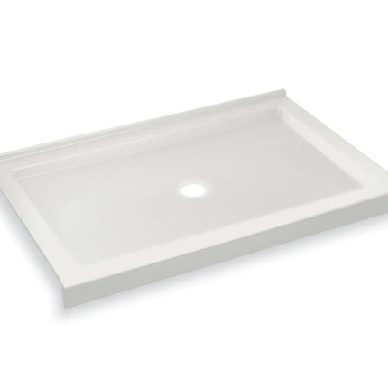 Maax B3Round 4836 Acrylic Corner Left Shower Base in White with Anti-slip Bottom with Center Drain 410003-542-001-000 - Plumbing Market