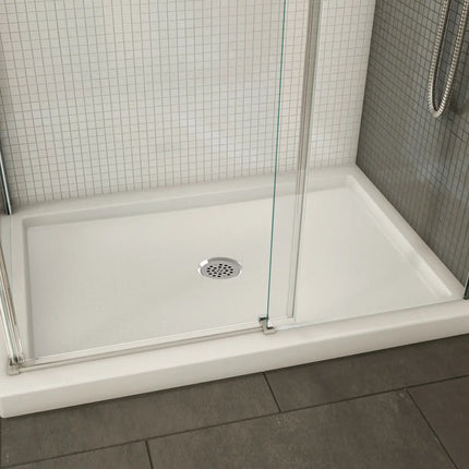 Maax B3Round 4836 Acrylic Corner Right Shower Base in White with Anti-slip Bottom with Center Drain 410003-543-001-000 - Plumbing Market