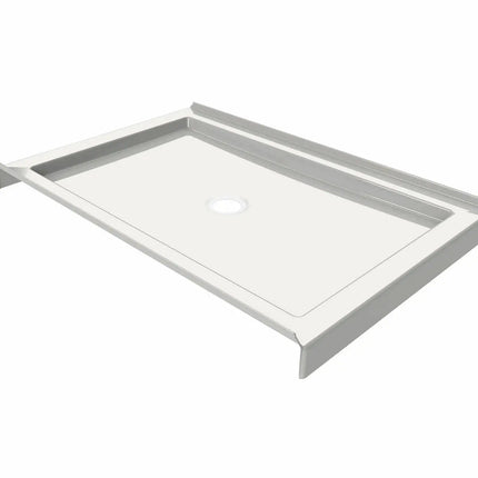 Maax B3Round 4836 Acrylic Tunnel Shower Base in White with Center Drain 410003-506-001-000 - Plumbing Market