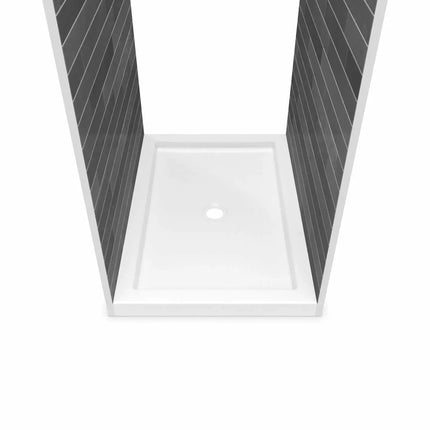 Maax B3Round 4836 Acrylic Tunnel Shower Base in White with Center Drain 410003-506-001-000 - Plumbing Market