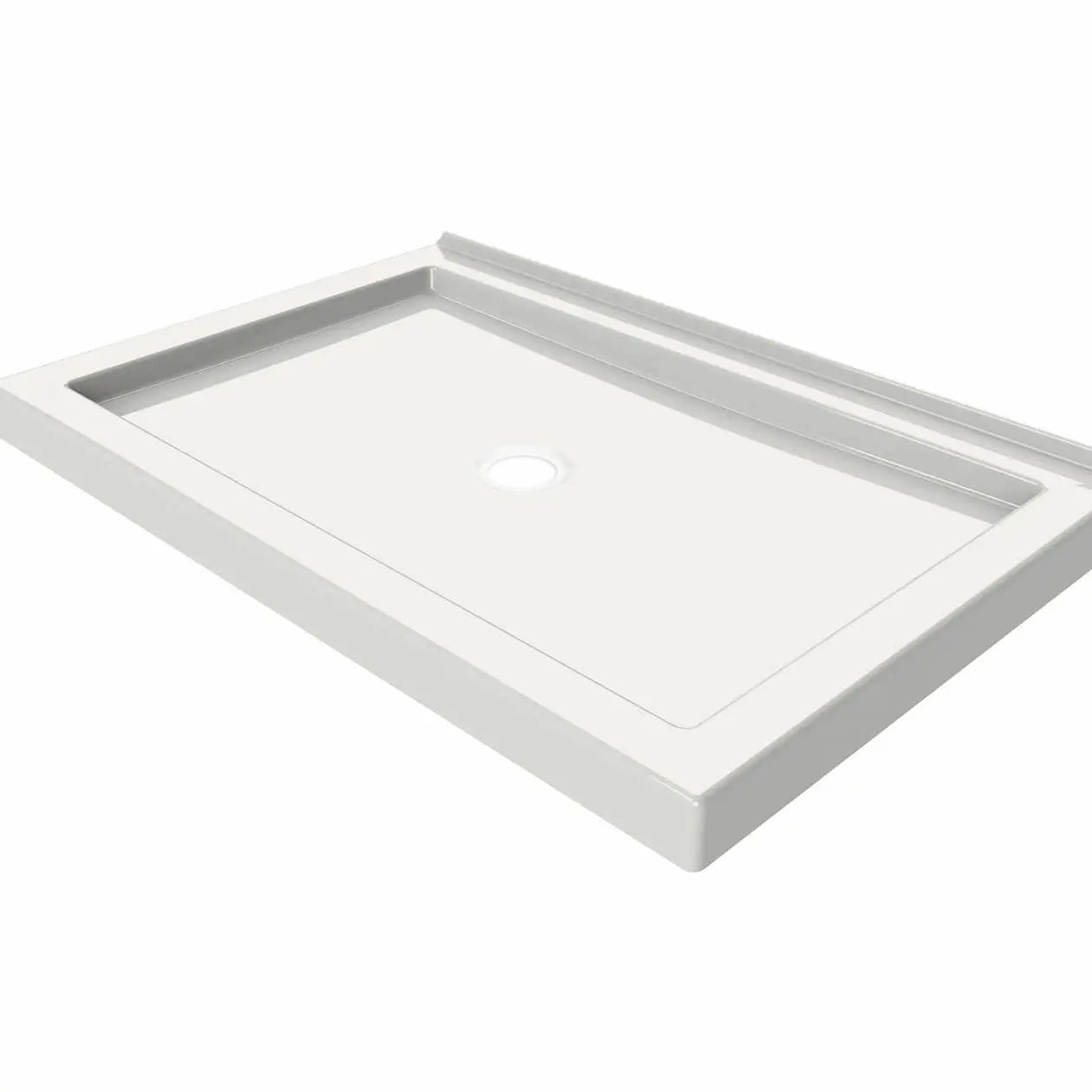 Maax B3Round 4836 Acrylic Wall Mounted Shower Base in White with Center Drain 410003-505-001-000 - Plumbing Market