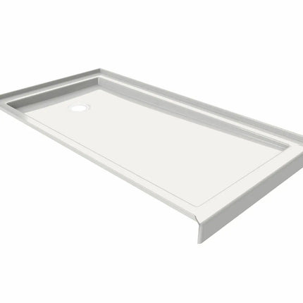 Maax B3Round 6032 Acrylic Alcove Deep Shower Base in White with Back End Drain 410005-504-001-000 - Plumbing Market
