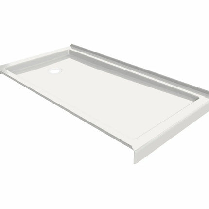 Maax B3Round 6032 Acrylic Tunnel Shower Base in White with Back End Drain 410005-506-001-104 - Plumbing Market