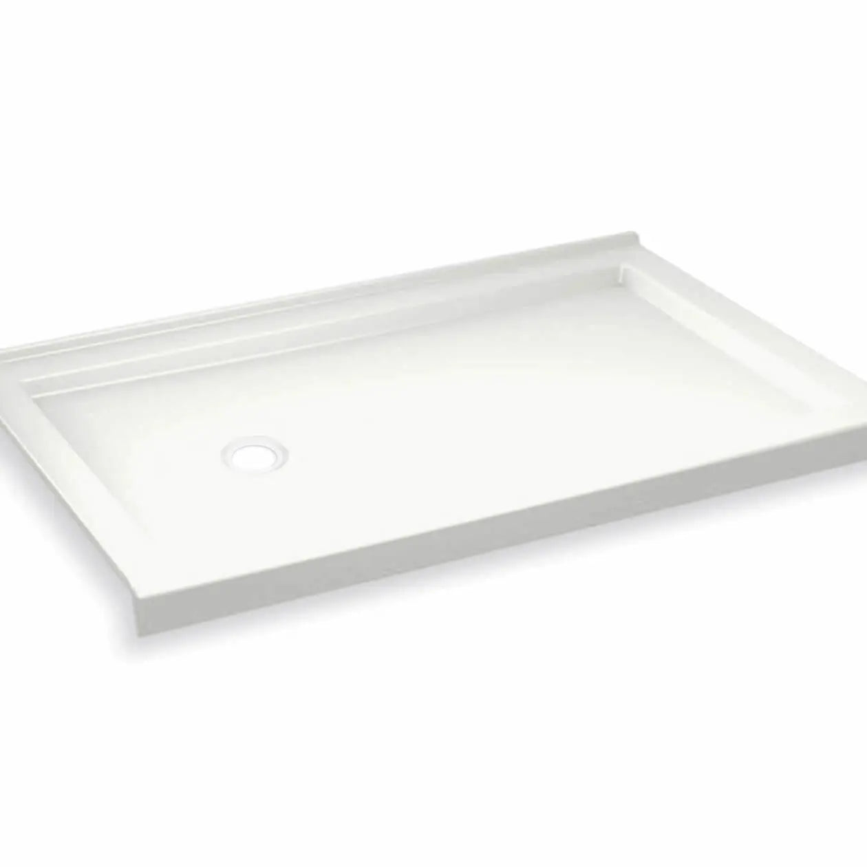 Maax B3Round 6036 Acrylic Corner Left Shower Base in White with Center Drain 410006-502-001-000 - Plumbing Market