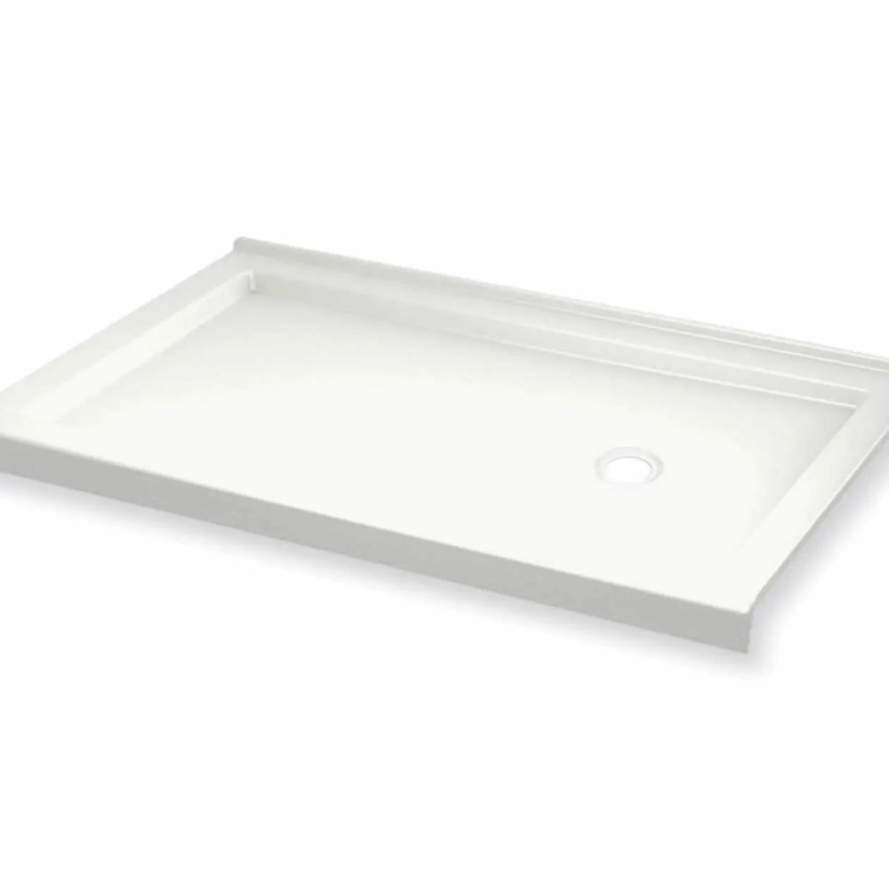 Maax B3Round 6036 Acrylic Corner Right Shower Base in White with Center Drain 410006-503-001-000 - Plumbing Market