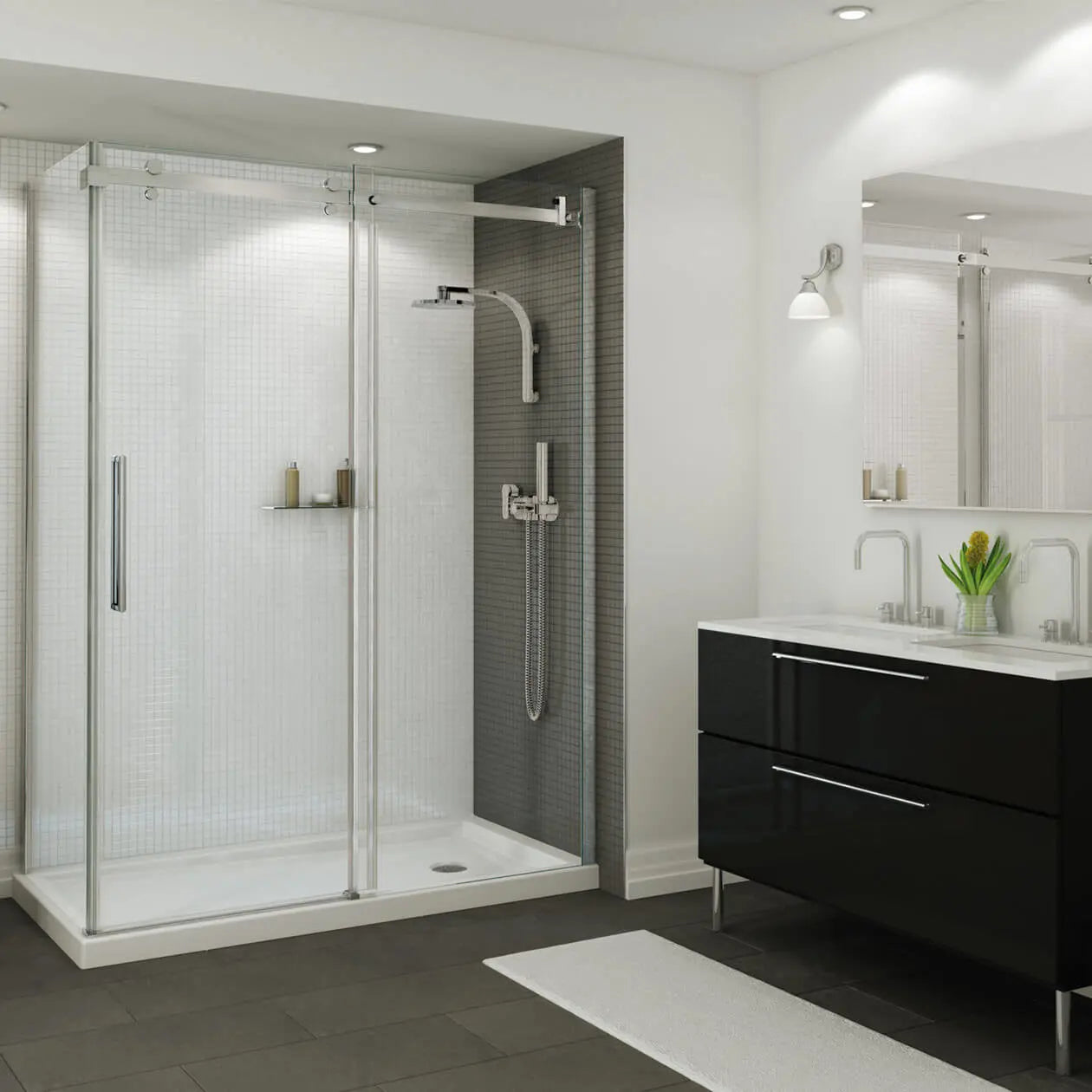 Maax B3Round 6036 Acrylic Corner Right Shower Base in White with Center Drain 410006-503-001-000 - Plumbing Market
