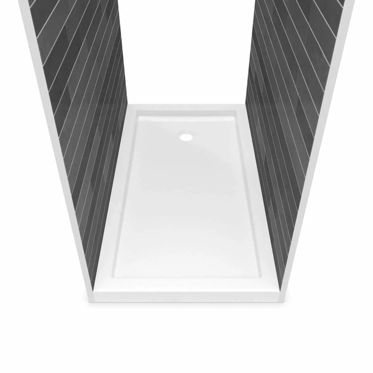 Maax B3Round 6036 Acrylic Tunnel Shower Base in White with Center Drain 410006-506-001-000 - Plumbing Market