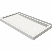 Maax B3Round 6036 Acrylic Wall Mounted Shower Base in White with Left-Hand Drain 410006-505-001-001 - Plumbing Market