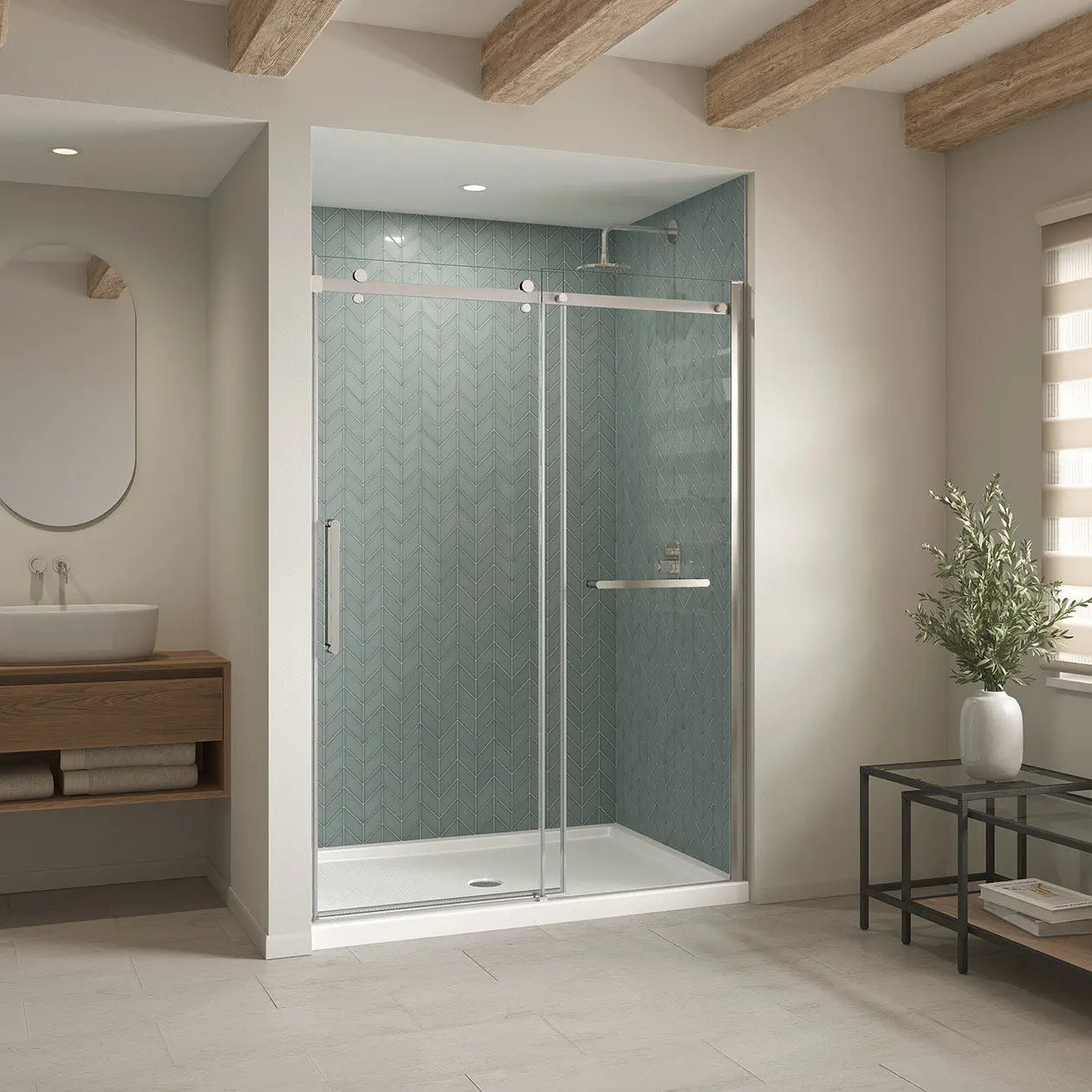 Maax B3Round 6042 Acrylic Alcove Shower Base in White with Anti-slip Bottom with Center Drain 410036-541-001-000 - Plumbing Market