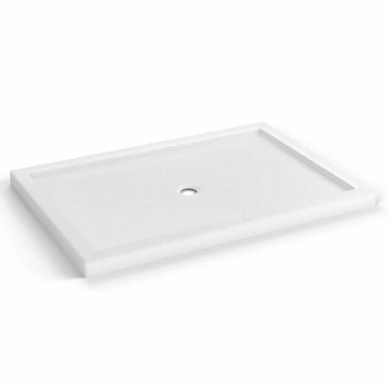 Maax B3Round 6042 Acrylic Corner Left Shower Base in White with Anti-slip Bottom with Center Drain 410036-542-001-000 - Plumbing Market