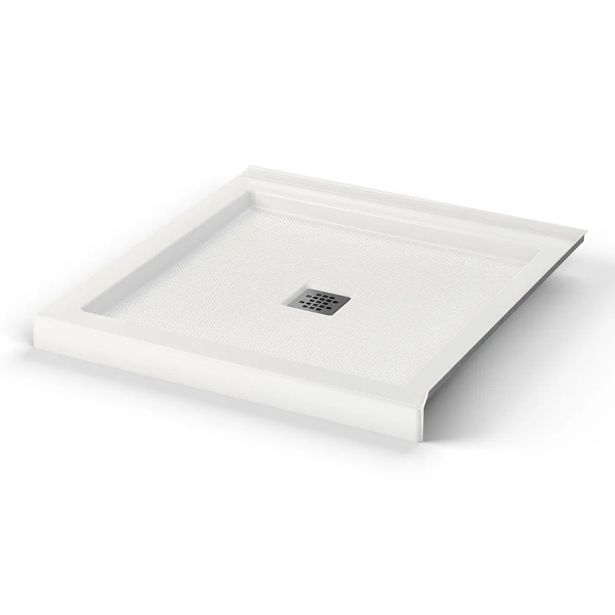 Maax B3Square 3636 Acrylic Corner Left or Right Shower Base in White with Anti-slip Bottom with Center Drain 420000-540-001-100 - Plumbing Market