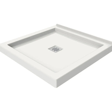 Maax B3Square 3636 Acrylic Wall Mounted Shower Base in White with Center Drain 420000-505-001-100 - Plumbing Market