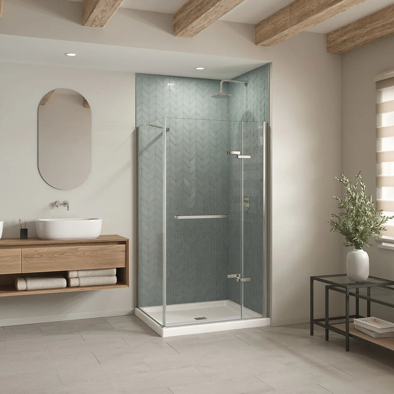 Maax B3Square 4236 Acrylic Corner Right Shower Base in White with Anti-slip Bottom with Center Drain 420034-543-001-100 - Plumbing Market