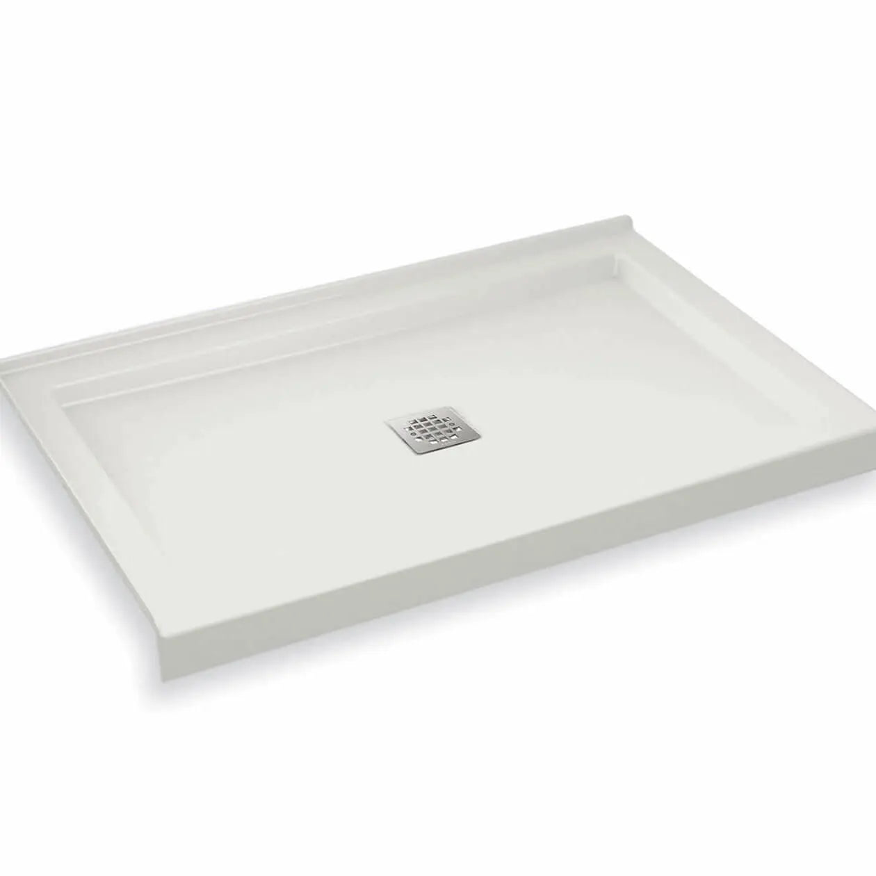 Maax B3Square 4832 Acrylic Corner Left Shower Base in White with Center Drain 420001-502-001-100 - Plumbing Market