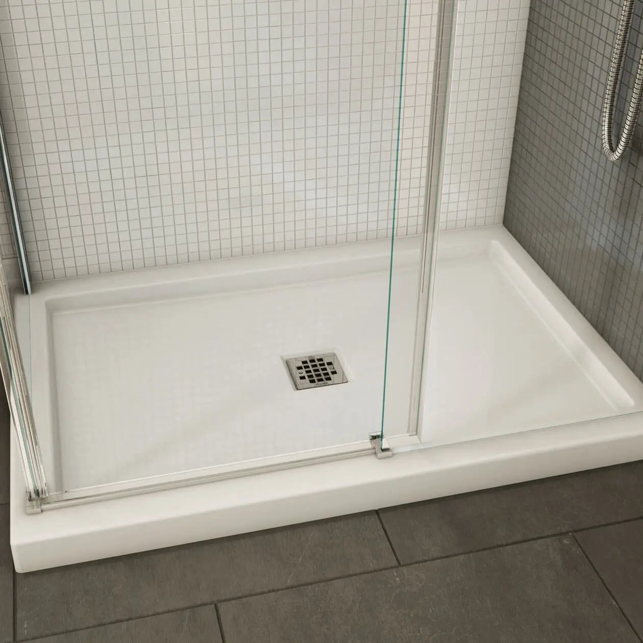 Maax B3Square 4832 Acrylic Corner Right Shower Base in White with Center Drain 420001-503-001-100 - Plumbing Market