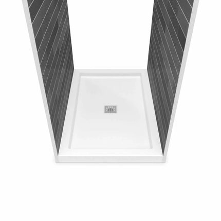 Maax B3Square 4832 Acrylic Tunnel Shower Base in White with Center Drain 420001-506-001-100 - Plumbing Market
