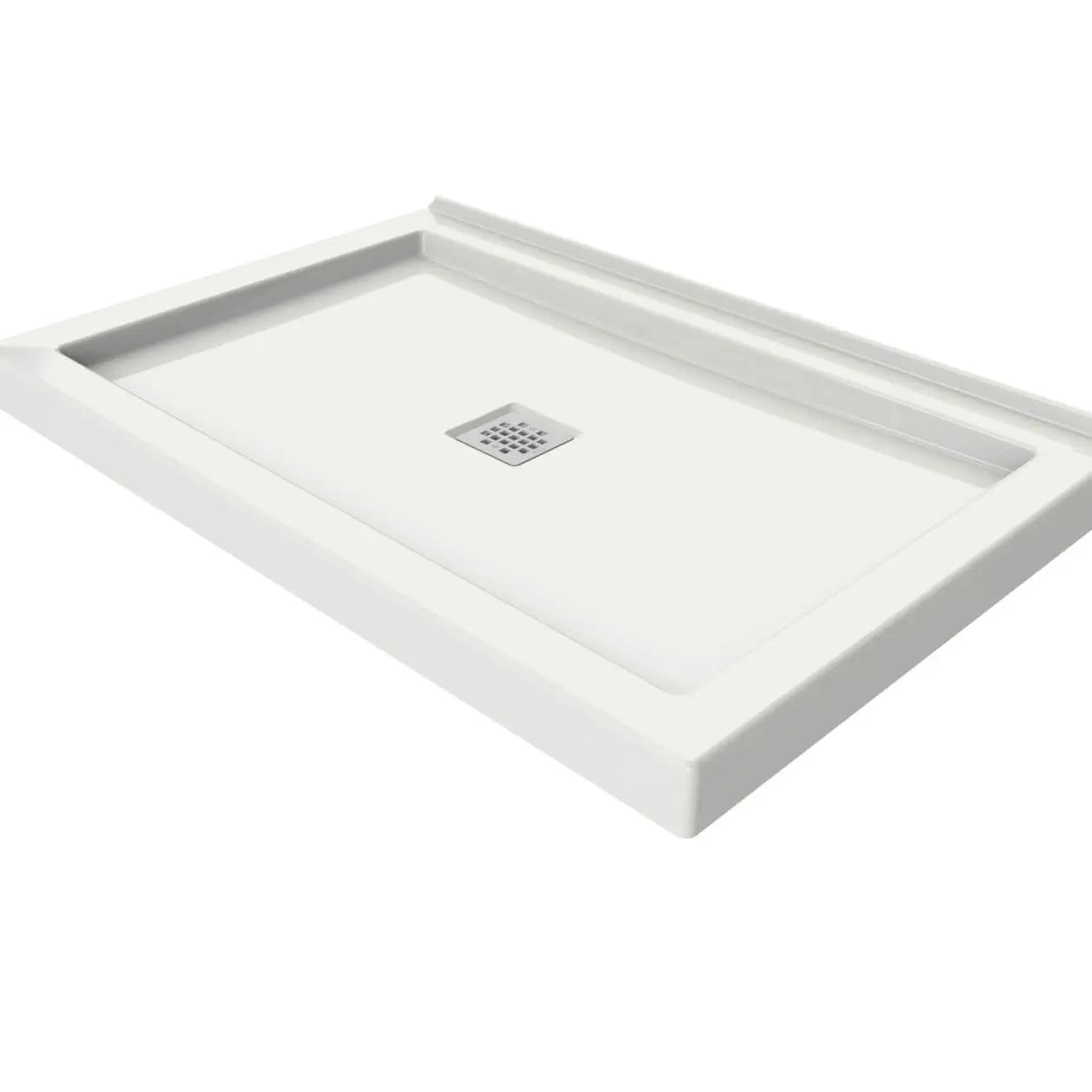 Maax B3Square 4832 Acrylic Wall Mounted Shower Base in White with Center Drain 420001-505-001-100 - Plumbing Market