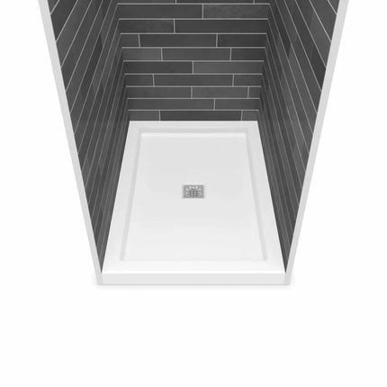 Maax B3Square 4834 Acrylic Alcove Deep Shower Base in White with Center Drain 420002-504-001-100 - Plumbing Market