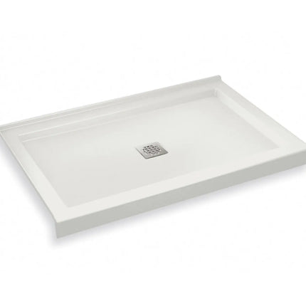 Maax B3Square 4836 Acrylic Corner Left Shower Base in White with Anti-slip Bottom with Center Drain 420003-542-001-100 - Plumbing Market