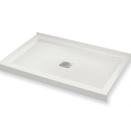 Maax B3Square 4836 Acrylic Corner Right Shower Base in White with Anti-slip Bottom with Center Drain 420003-543-001-100 - Plumbing Market