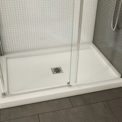 Maax B3Square 4836 Acrylic Corner Right Shower Base in White with Anti-slip Bottom with Center Drain 420003-543-001-100 - Plumbing Market