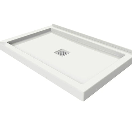 Maax B3Square 4836 Acrylic Wall Mounted Shower Base in White with Center Drain 420003-505-001-100 - Plumbing Market