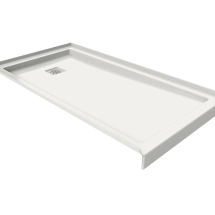 Maax B3Square 6030 Acrylic Alcove Deep Shower Base in White with Back End Drain 420004-504-001-100 - Plumbing Market