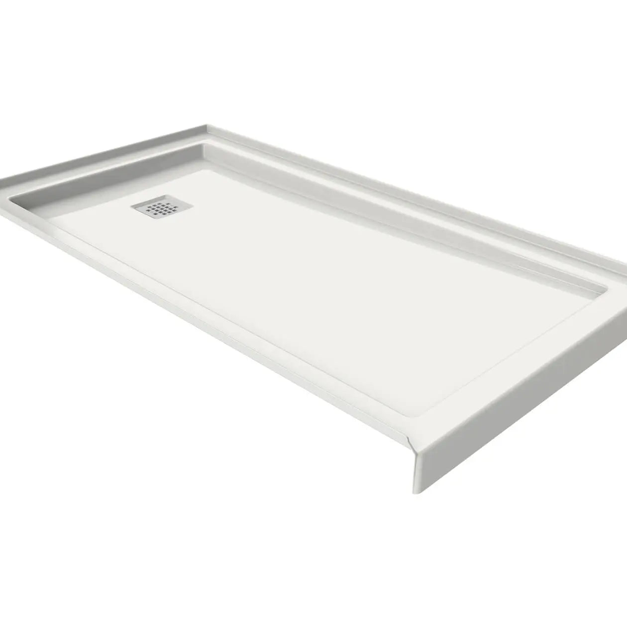 Maax B3Square 6032 Acrylic Alcove Deep Shower Base in White with Back End Drain 420005-504-001-100 - Plumbing Market