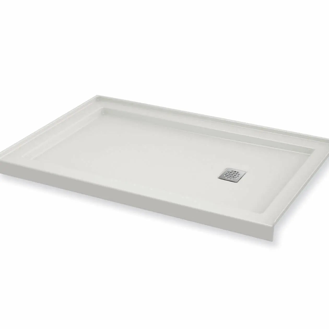 Maax B3Square 6032 Acrylic Alcove Shower Base in White with Right-Hand Drain 420005-501-001-101 - Plumbing Market