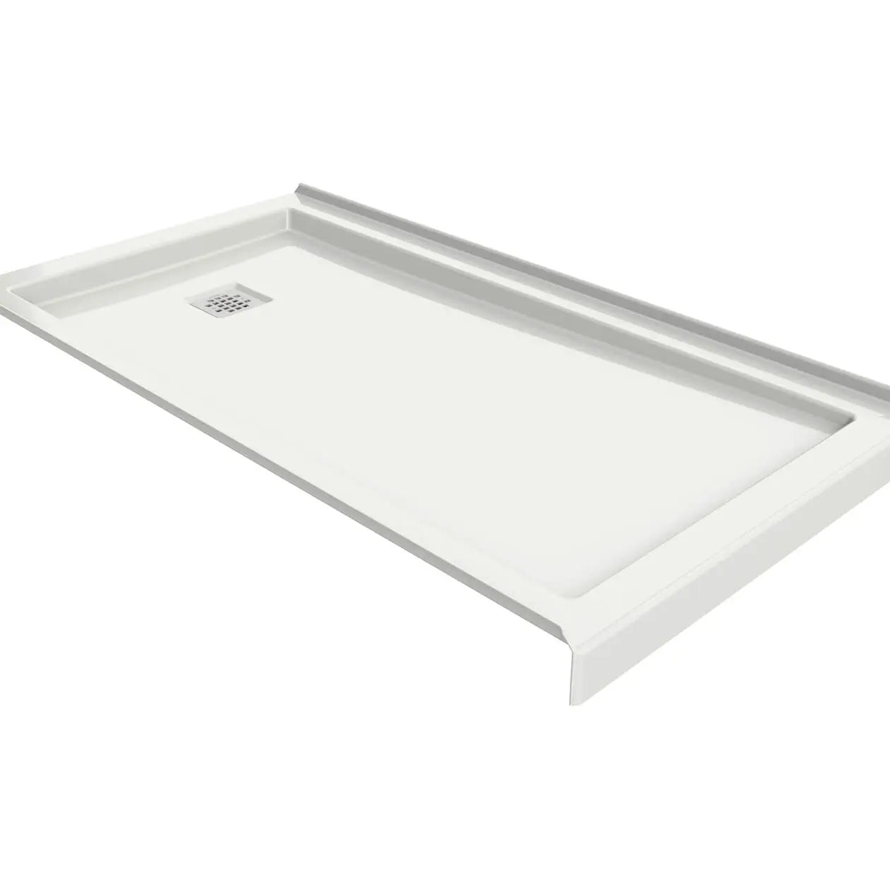 Maax B3Square 6032 Acrylic Tunnel Shower Base in White with Back End Drain 420005-506-001-104 - Plumbing Market