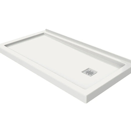 Maax B3Square 6032 Acrylic Wall Mounted Shower Base in White with Left-Hand Drain 420005-505-001-100 - Plumbing Market