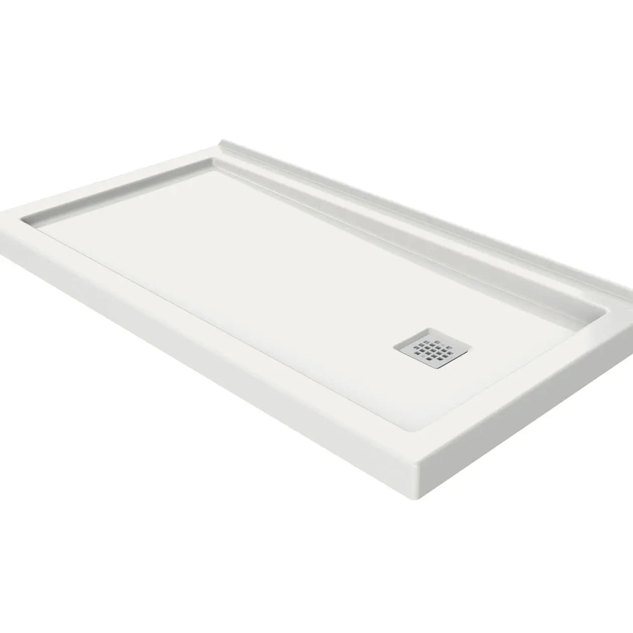 Maax B3Square 6032 Acrylic Wall Mounted Shower Base in White with Right-Hand Drain 420005-505-001-101 - Plumbing Market
