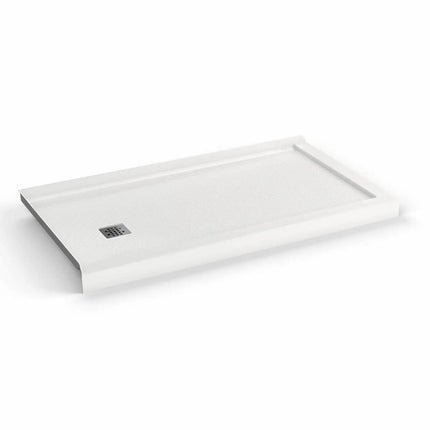 Maax B3Square 6034 Acrylic Corner Left Shower Base in White with Anti-slip Bottom with Left-Hand Drain 420035-542-001-100 - Plumbing Market