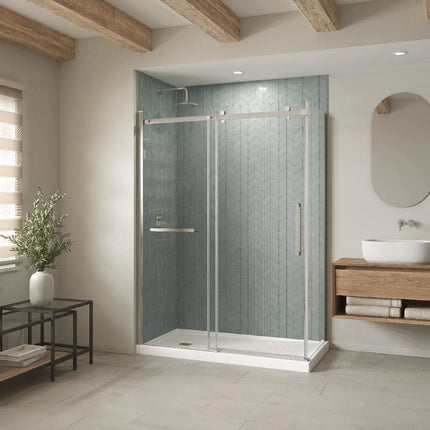 Maax B3Square 6034 Acrylic Corner Left Shower Base in White with Anti-slip Bottom with Left-Hand Drain 420035-542-001-100 - Plumbing Market