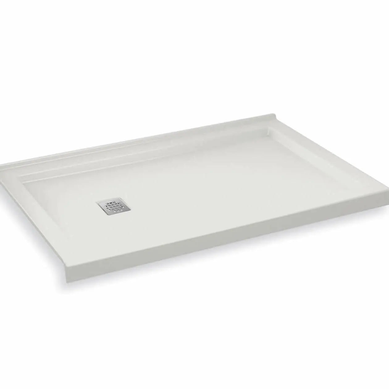 Maax B3Square 6034 Acrylic Corner Left Shower Base in White with Center Drain 420035-502-001-101 - Plumbing Market
