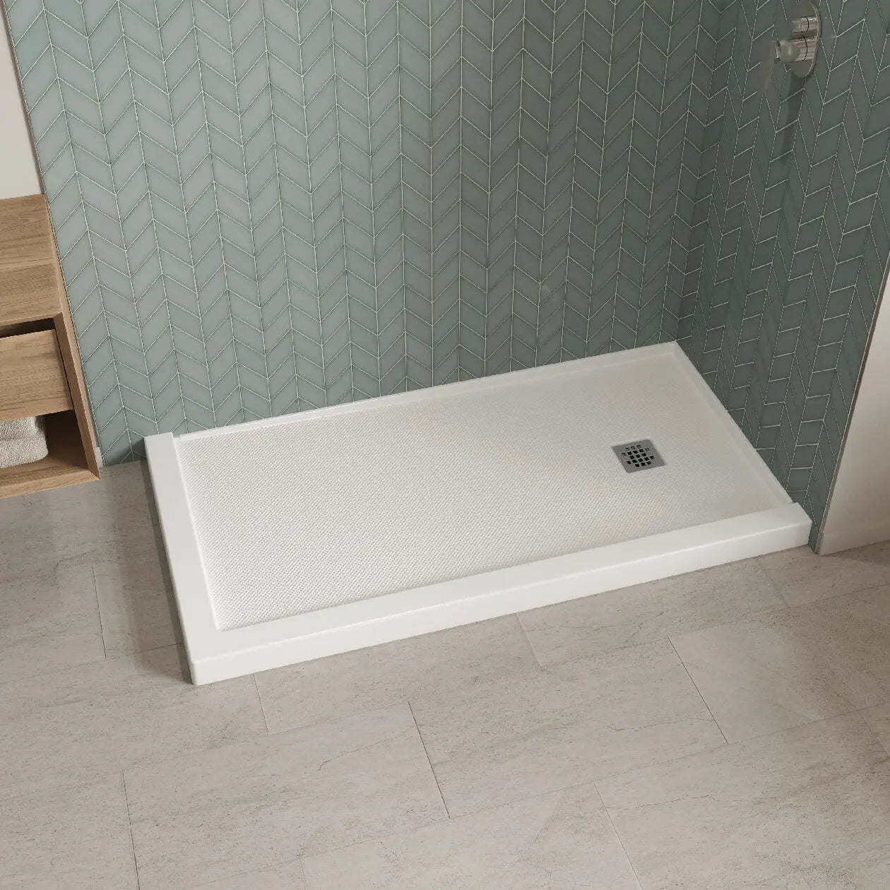 Maax B3Square 6034 Acrylic Corner Right Shower Base in White with Anti-slip Bottom with Center Drain 420035-543-001-101 - Plumbing Market